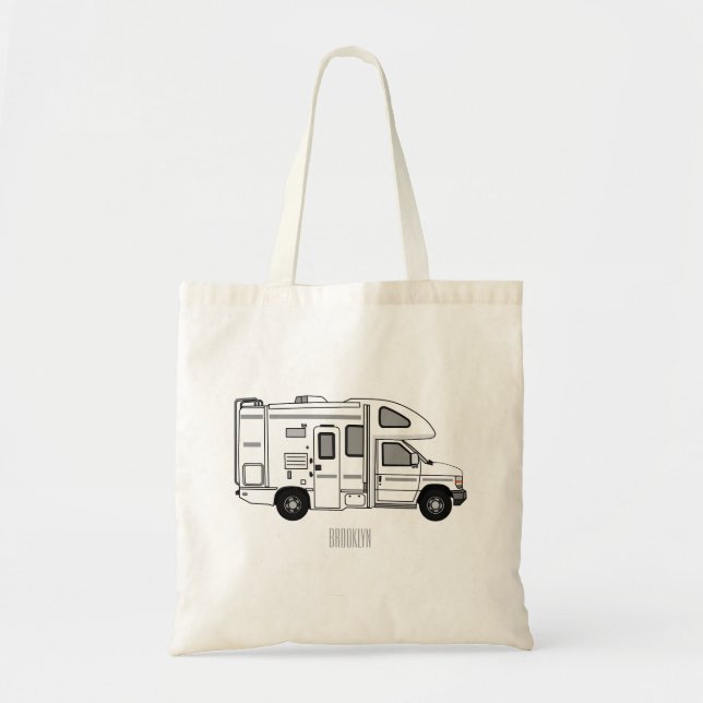 Campervan Cartoon Illustration Tragetasche (Vorne)
