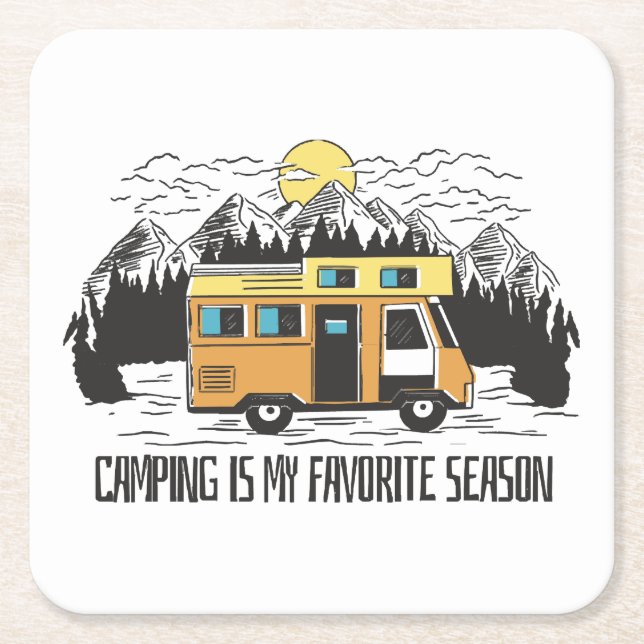 Campervan Mountain Retreat Rechteckiger Pappuntersetzer (Vorderseite)
