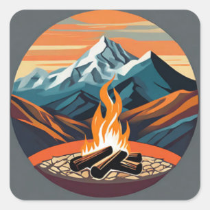 Campfeueraufkleber Quadratischer Aufkleber