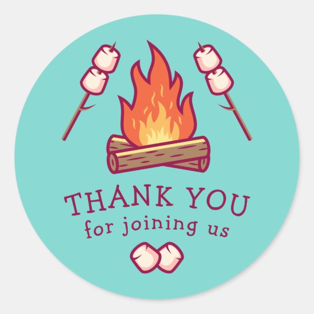 Campfire and Marshmallow Runder Aufkleber (Vorderseite)