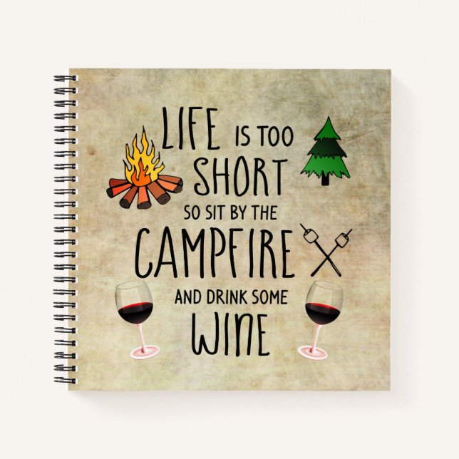 Campfire and Wine Camping Journal Notizbuch (Vorderseite)