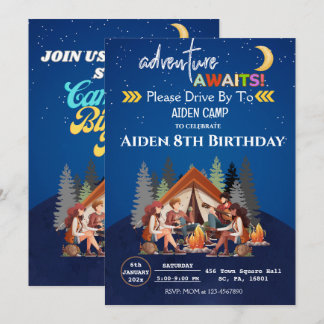 CAMPFIRE BIRTHDAY BASH, CAMPING AUF BERGEN EINLADUNG