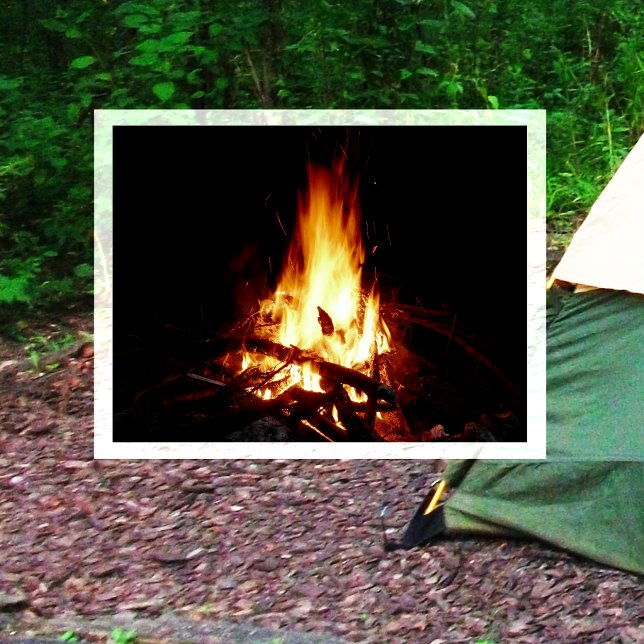 Campfire Burning at Night Postcard Postkarte (Von Creator hochgeladen)