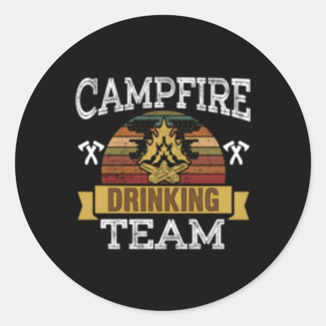 Campfire Drink Team Camg Camper Runder Aufkleber (Vorderseite)
