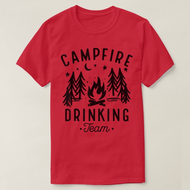 Campfire Drinking Team Happy Camper Funny Camping  T-Shirt (Design vorne)