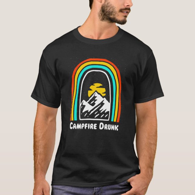Campfire Drunk Camping Beer  Camper Drinker Drinki T-Shirt (Vorderseite)