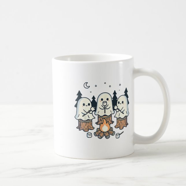 Campfire Ghost Spooky Marshmallow Halloween Bonfir Kaffeetasse (Rechts)