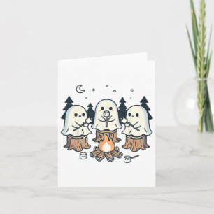Campfire Ghost Spooky Marshmallow Halloween Bonfir Karte