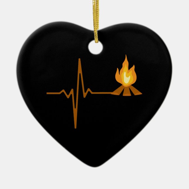 Campfire Heartbeat Camping Keramik Ornament (Vorne)