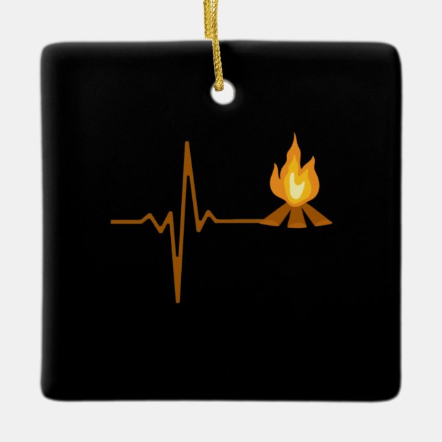 Campfire Heartbeat Camping Keramikornament (Vorderseite)