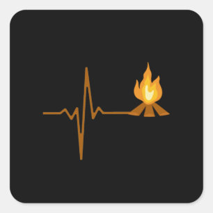 Campfire Heartbeat Camping Quadratischer Aufkleber