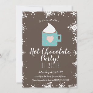 Campfire Hot Chocolate und Schneeflocken Winter Pa Ankündigung