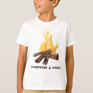 CAMPFIRE & KINDER Camping Bonfire Wasserfarbe T-Shirt