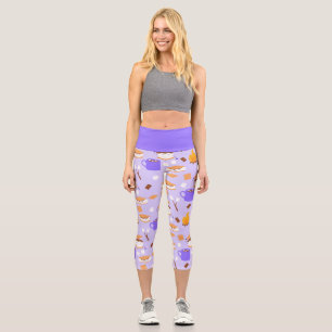 Campfire-Marshmallow-Schokoladenraucher lila Capri Leggings