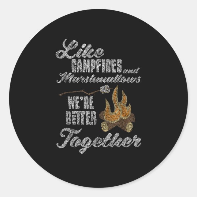 Campfire Marshmallows Better Together Distressed V Runder Aufkleber (Vorderseite)