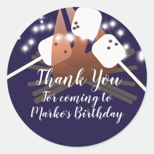 Campfire Marshmallows Sterne Camping Außenbereich Runder Aufkleber