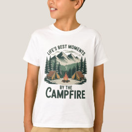 Campfire Moments - Boys’ Tents & Mountains Kids’ T-Shirt