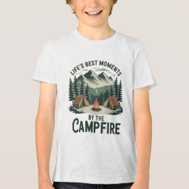 Campfire Moments - Boys’ Tents & Mountains Kids’ Tri-Blend Shirt