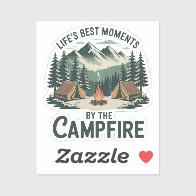 Campfire Moments Sticker | Retro Camping Tent (Blatt)