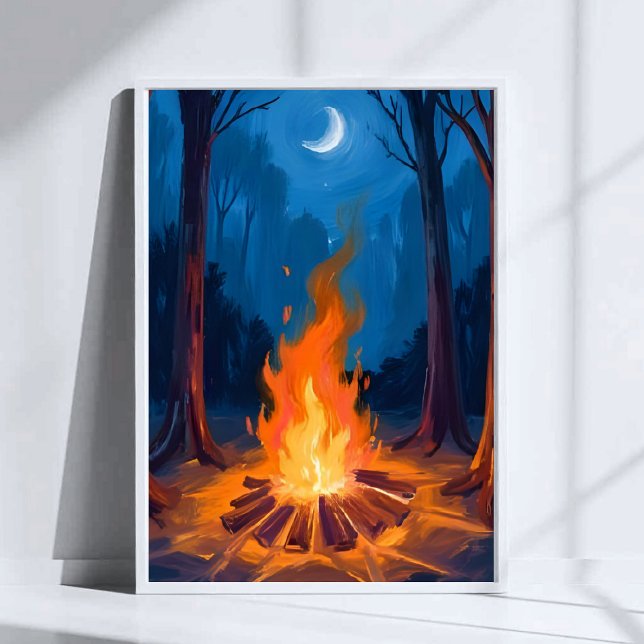 Campfire Moon | Nature Watercolor Painting Poster (Von Creator hochgeladen)