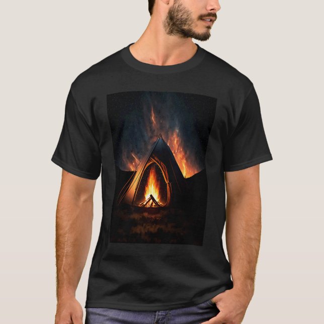 Campfire Nature Adventure Glamping Night Camping T T-Shirt (Vorderseite)