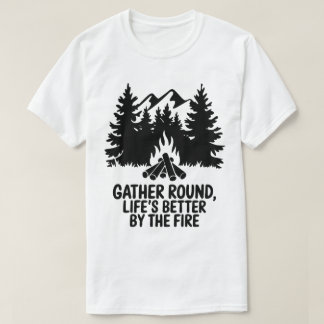 Campfire Nights Mountain Forest Silhouette Zitat T-Shirt