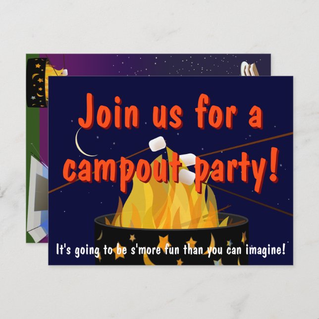 Campfire-Party Einladung (Vorne/Hinten)