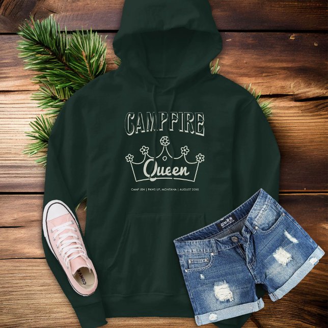 Campfire Queen Bride Camp Junggeselinnen-Abschied  Hoodie (camp bachelorette party forest green campfire queen bride shirt)