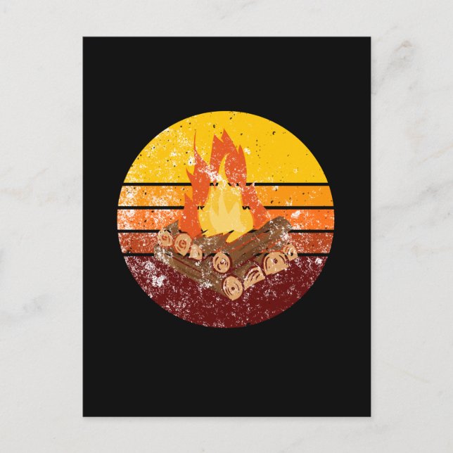 Campfire Retro Vintage Postkarte (Vorderseite)