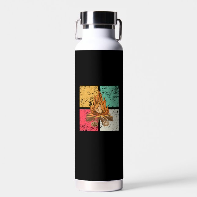 Campfire Retro Vintage Trinkflasche (Vorne)