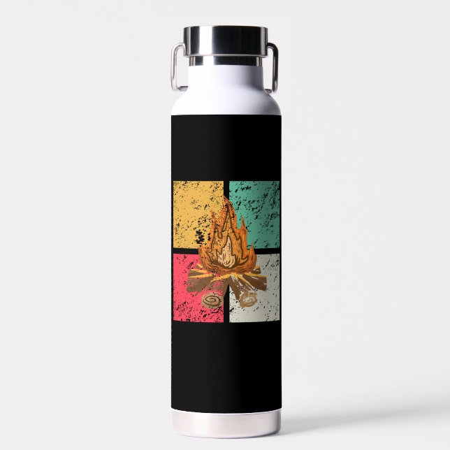 Campfire Retro Vintage Trinkflasche (Vorne)