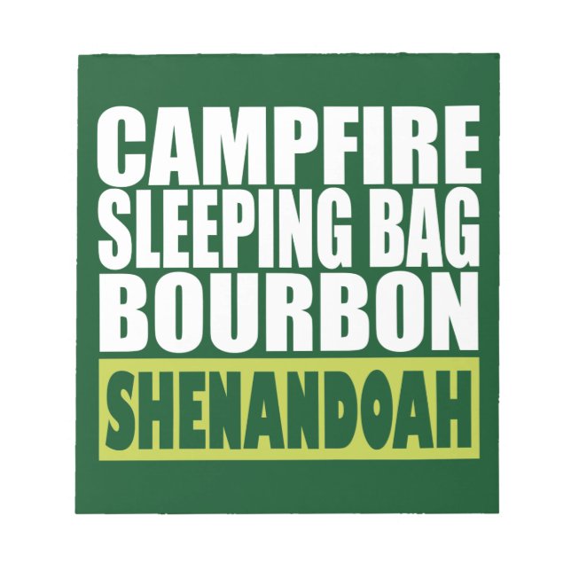 Campfire Schlaftasche Bourbon Shenandoah Notizblock (Vorderseite)