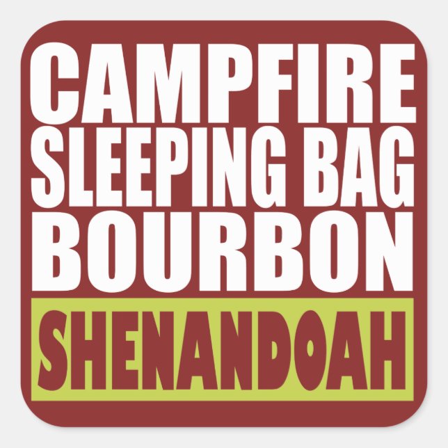 Campfire Schlaftasche Bourbon Shenandoah Quadratischer Aufkleber (Vorderseite)
