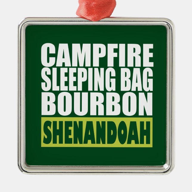 Campfire Schlaftasche Bourbon Shenandoah Silbernes Ornament (Vorne)