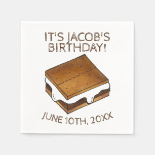 Campfire S'mores Marshmallow Smores Geburtstagspar Serviette