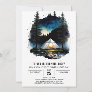 Campfire & Tent Adventure Geburtstag Einladung