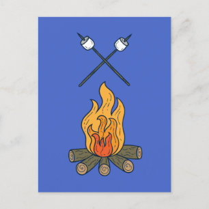 Campfire und Marshmallows Camping Postkarte