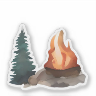 Campfire Under Pines Aufkleber