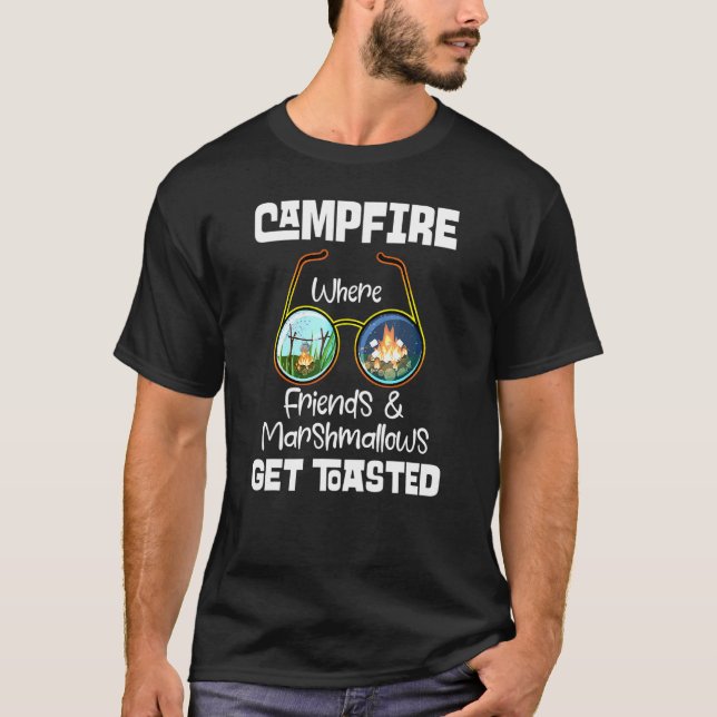 Campfire Wo Freunde Marshmallow Toasted Cam T-Shirt (Vorderseite)