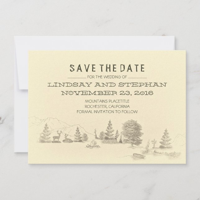 Campground Illustration Camping SAVE THE DATE Kart (Vorderseite)