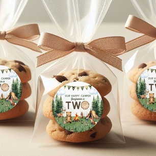 Camping 2. Geburtstag Party Runder Aufkleber