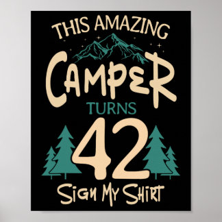 Camping 42. Geburtstag Camper Party Campfire Zelt Poster