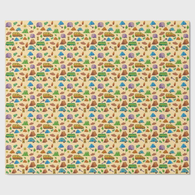 Camping-Abenteuer Geschenkpapier (Flach)