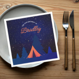 Camping-Abenteuer unter blauem Nachthimmel Serviette