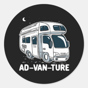 Camping Adventure Camper Van Runder Aufkleber