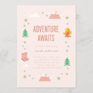 Camping Adventure erwartet Girl Baby Shower Einladung