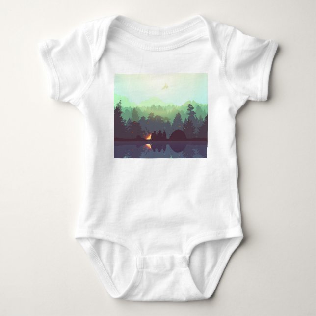 Camping Adventure Forest Mountain Illustration Baby Strampler (Vorderseite)