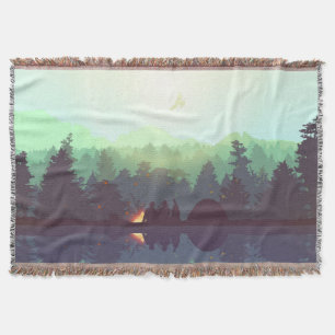 Camping Adventure Forest Mountain Illustration Decke