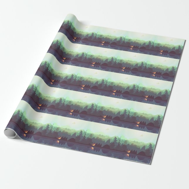 Camping Adventure Forest Mountain Illustration Geschenkpapier (Ungerollt)