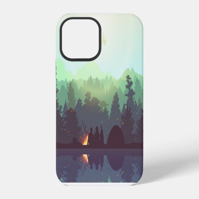 Camping Adventure Forest Mountain Illustration iPhone Hülle (Rückseite)